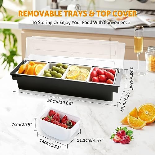 WICHEMI Ice Chilled Condiment Caddy with 4 Removable Trays and Lids