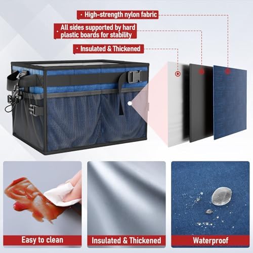 FANGSUN Grill Caddy, Foldable BBQ Caddy with Paper Towel Holder, Blue