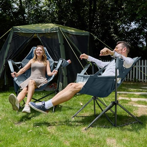 TIMBER RIDGE Hammock Camping Chair with Adjustable Backrest, Heavy Duty Folding Hammock Chair Supports 350lbs, Portable Hammock Chair for Camping, Travelling and Patio, Blue 2 Pack