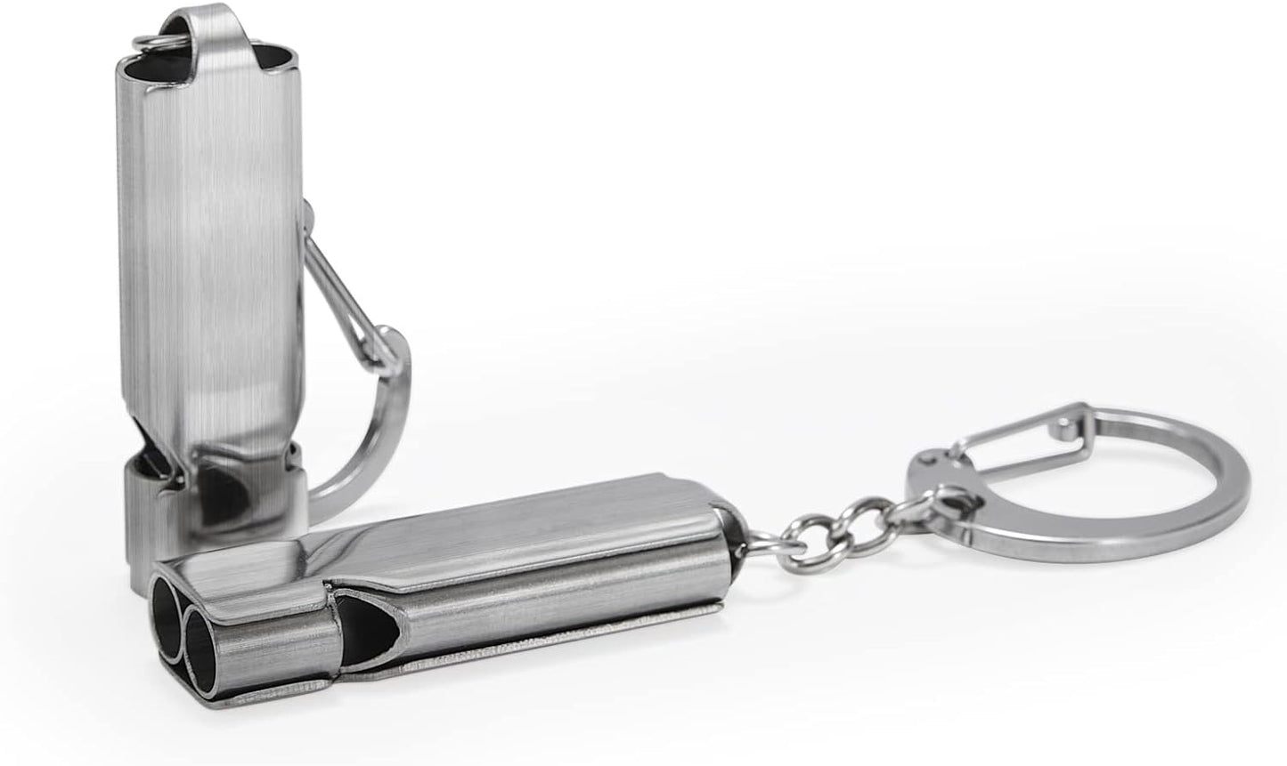 Whistle for Coaches Teachers, Emergency Survival Stainless Steel Whistles 2 Pack with Keychain for Referee Train Hiking Sports Boating Kayak Life Vest Jacket Lifeguard Outdoor Security