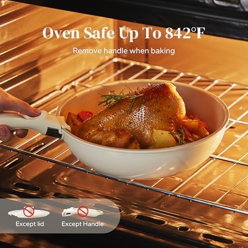 Redchef Ceramic Pots and Pans Set Non Stick, Detachable Cookware Set 5 Pcs