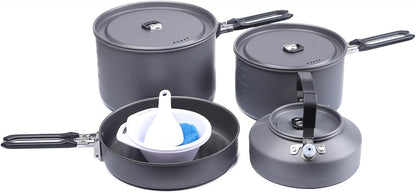 Fire-Maple Feast 4 Piece Camping Cookware Cookware Cookware Kit Outdoor Cookware Set with Pots, Kettle, Saucepans and Spatula for Hiking Fishing Picnic