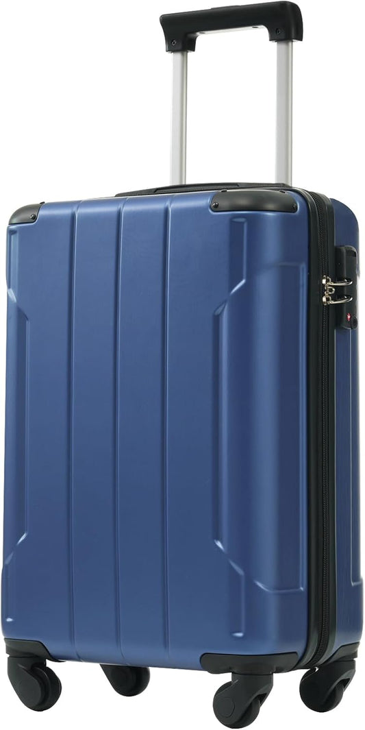 Merax Carry-On Luggage 22x14x9 airline approved, Hardshell ABS Suitcase with Spinner Wheels, TSA Lock, Lightweight Durable 20 Inch Travel Luggage for Men Women(Blue)