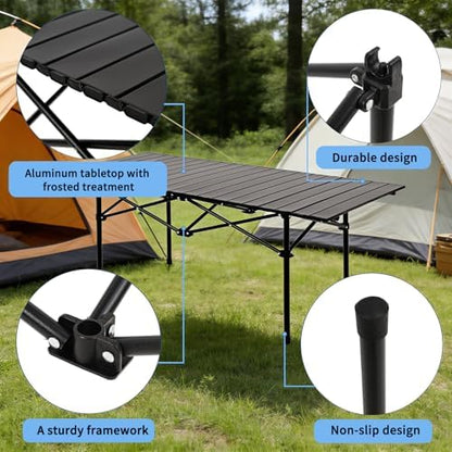 Camping Table with 6 Chairs, Portable Folding Picnic Table Set