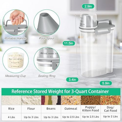 TBMax Rice Storage container 4 Lbs, Small Rice Dispenser with Measuring Cup, Cereal Containers Flour Bin, Kitchen Food Storage Container and Pantry Organizers, Pet Dog Cat Food Dispenser