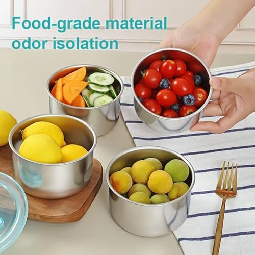 Stainless Steel Food Storage Containers Set of 4 Leak proof Metal Storage BinsMulti-Use for Snacks,Fruits Stackable&Portable for Kitchen Fridge&Outdoor Camping,Storage Containers,Snack Containers