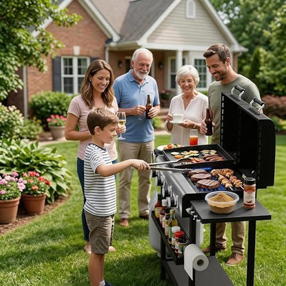 SKOK 4 Burner 3-in-1 Charcoal/Gas/Griddle Combo Outdoor Grill