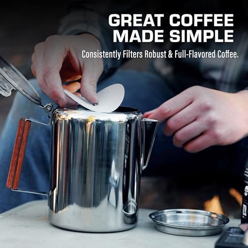 COLETTI Percolator Coffee Filters — Disc Coffee Filters For Percolators – For Bozeman, Butte, & Scoutmaster Camping Coffee Pot – Medical Grade Fiber, Perfectly Tasteless [100 pack, Synthetic, 3.75”]