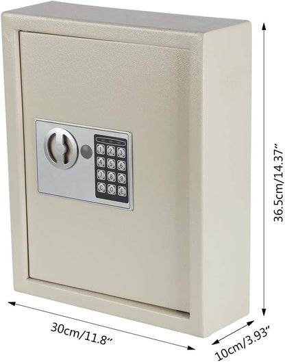 KYODOLED Electronic 40 Key Cabinet Wall Mount,Digital Key Safe Lock Box,Large Security Lockbox for House Key,Heavy Duty Combination Lock Storage,14.37'' X 11.8'' X3.93''(White,40 Keys)