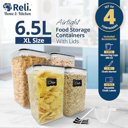 Reli. 6.5L Airtight Food Storage Containers with Lids | XL