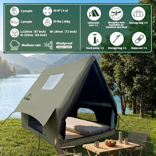 Luxury Inflatable Camping Tent for 1-2 Person,600D Oxford Air Tent