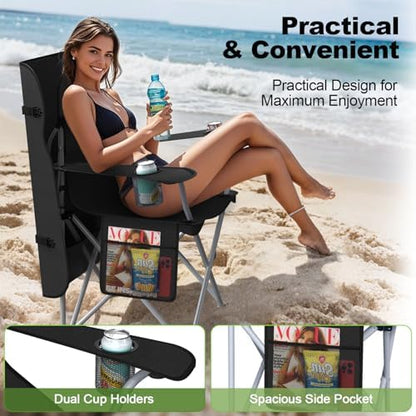 VTOY Portable Folding Camping Chair with Canopy, Outdoor Sun Shade Chair