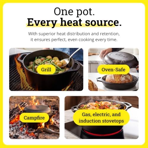 Lodge Cast Iron Dutch Oven with Loop Handle, Oven-Safe, 5 Quart