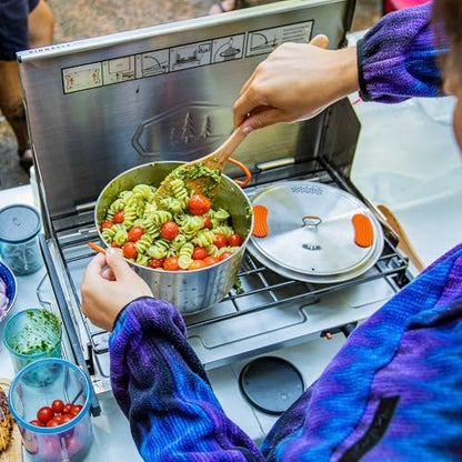 GSI Outdoors Glacier Stainless Camper 4 Person Packable Cookware & Dinnerware Set for Camping or Backpacking