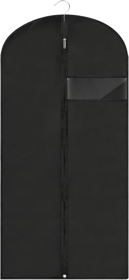 Garment Bags for Hanging Clothes, 45'' Suit Bag Cover for Storage and Travel, Dress Bags for Gowns Long (Black)