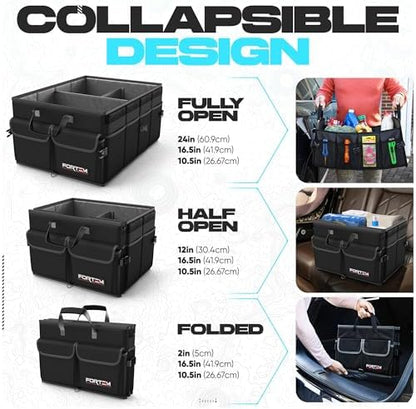FORTEM Trunk Organizer - Foldable Car Organizer & Storage for SUVs & Trucks