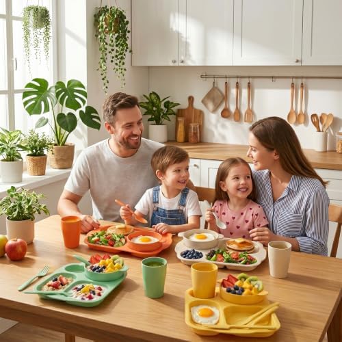 ZAVOOS 24 Pieces Wheat Straw Dinnerware Sets, Service for 4