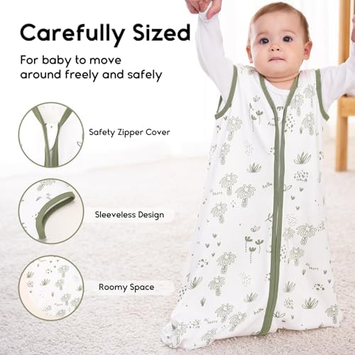 Yoofoss Baby Sleep Sack 6-12 Months 0.5 Tog Wearable Blanket for Baby, 3 Pack 100% Organic Cotton Infant Toddler Sleeping Sack 2-Way Zipper Lightweight Sleep Sack