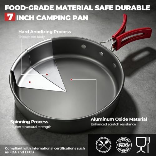 ALOCS 13pcs Camping Cookware Mess Kit, Portable Pots and Pans Cooking Set
