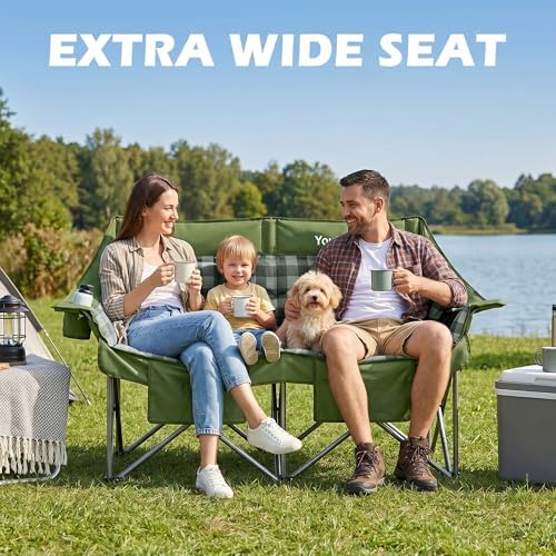 Youtanic 60" Extra Double Camping Chair for Adults, 700lbs Padded Loveseat