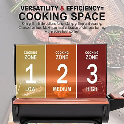 Royal Gourmet CC1830V 30 Barrel Charcoal Grill with Side Front Table