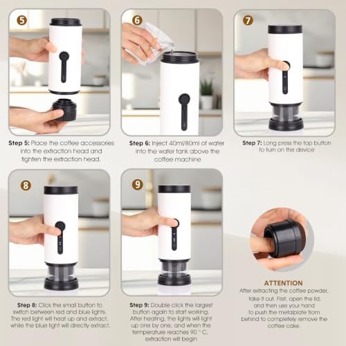 SANMAS Portable Espresso Maker, 20 Bar Travel & Camping Coffee Maker 3-in-1