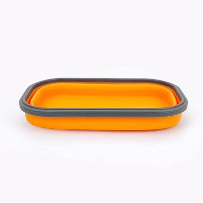 Silicone Lunch Container Bento Box, Collapsible Food Storage Containers with Airtight Lids and 2in1 Fork, Reusable Food Containers for Travel,Camping and RV, Food Grade 1000ml Microwave Container
