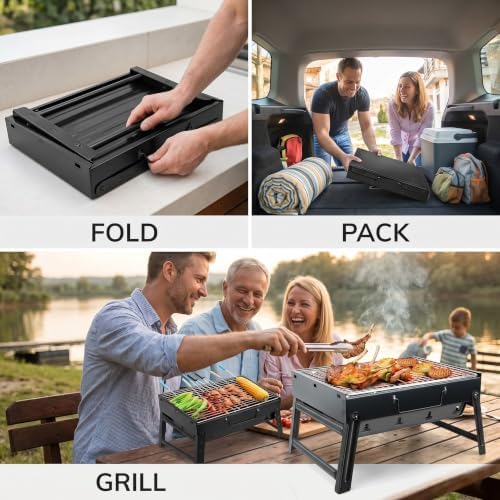 Portable Foldable Charcoal Grill 15" Tabletop BBQ