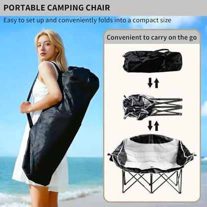 Double Camping Chairs, Heavy Duty Outdoor Camping Chair 2 Person Folding Loveseat Chair with Cup Holders for Outdoor Camping Sports Fishing for Adults