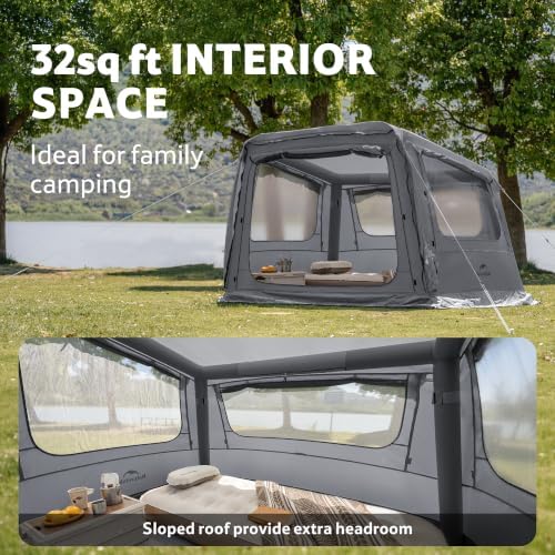 Naturehike Gen Air FL Inflatable Tent 2-4 Person, Easy Setup Blow up Tents with Pump, Waterproof 210D Oxford Fabric & Mesh Windows Tent for Outdoor Family Camping & Glamping