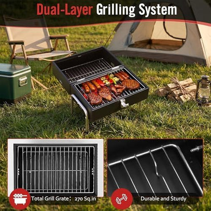 Portable Charcoal Grill, Small Size for Camping