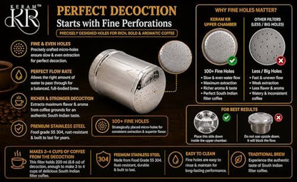 South indian filter coffee maker indian style 6.8 oz (200 ml) phin filter
