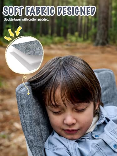 EVER ADVANCED Kids Camping Chairs with Cup Holder, Padded Folding Camping Chair Outdoor with Safety Lock, Carry Bag, Lightweight Portable Camp Chairs for Beach, Balcony, Patio, Supports 150lbs, Grey