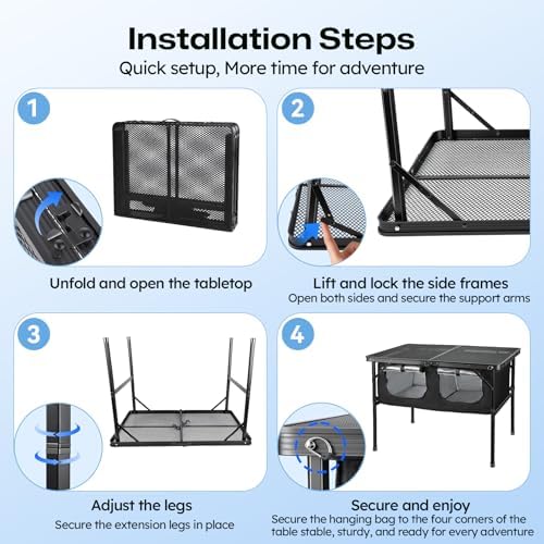 Folding Camping Table with Storage and Insulated Cooler Bag