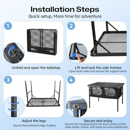 Folding Camping Table with Storage and Insulated Cooler Bag