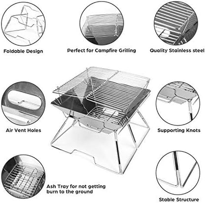Odoland Portable Folding Charcoal Grills for Outdoor Picnic Backpacking BBQ