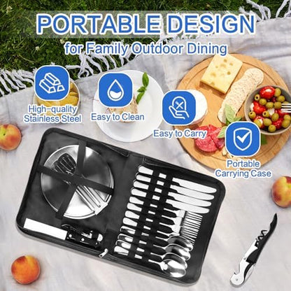 Camping Utensils, Camping Essentials 2-4 Person 11pcs/21PCS with Spoons Plates Forks Knives Travel Utensils with Case, Accessories Set for Grill Outdoor Car Picnic Essentials