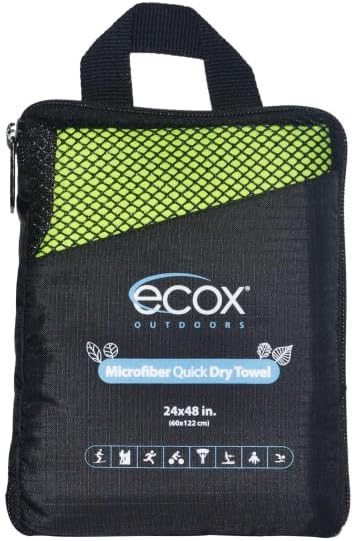Outdoors Microfiber Towel Fast Drying Soft Feel Fast Action Drying for Gym Beach Outdoors Travel Yoga Camping Compact Size 1 Piece 24x48 in Green MFT1P24G