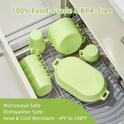 Dinnerware Set for 4, 21-Piece Unbreakable Plates and Bowls Set