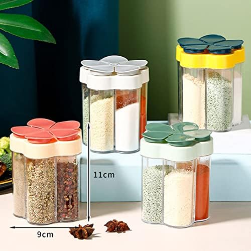 5 In 1 Travel Spice Containers, Shaker Jars, Clear Plastic Container Jars With Labels, Airtight Cap, Pour/Sift Shaker Green