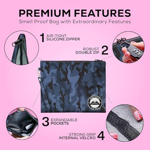 Enjoy Native Smell Proof Bag with Lock 11" x 9", Smell Proof Container, Dog Tested Odor resistant Bags, Best Zipper odor sealing pouch for Herbs, Coffee & Travel Medicine, Scent resistent Containers