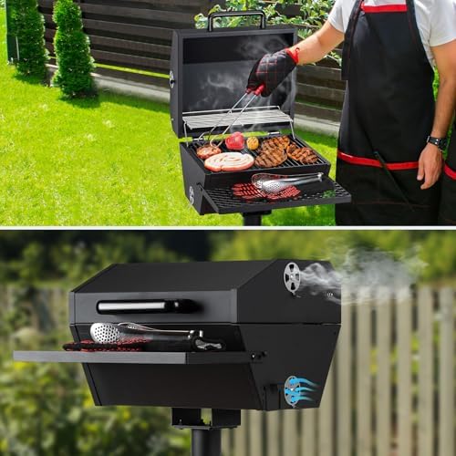 Stanbroil Park Style Charcoal Grill with Lid & Warming Rack, 16-Inch