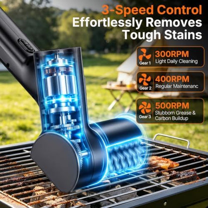 Electric Grill Brush for Outdoor, Portable BBQ Grill Cleaner