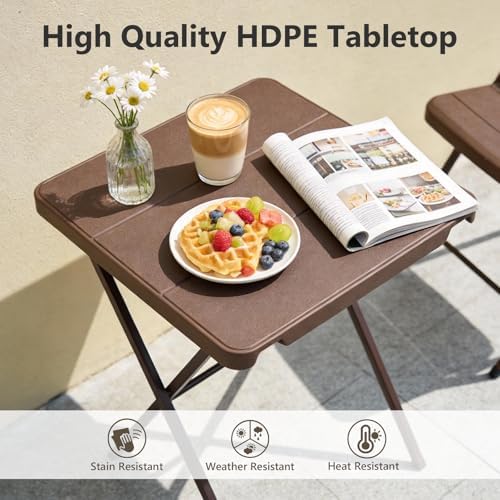 Folding Table 2 Pack, Portable Square Foldable Table No Assembly, Heavy Duty Steel Frame Indoor Outdoor Camping Patio Table, Picnic Card Table for Backyard, RV, Small Spaces