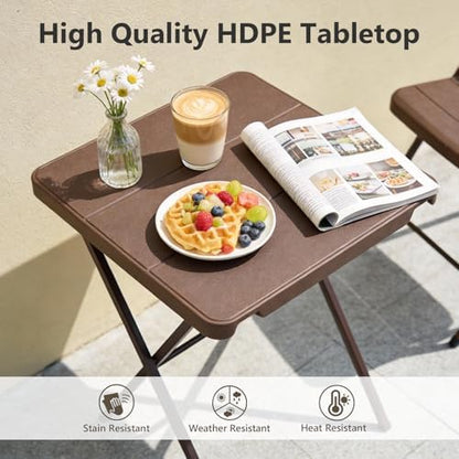 Folding Table, Portable Square Foldable Table No Assembly, Heavy Duty Steel Frame Indoor Outdoor Camping Patio Table with 400 LBS Capacity, Picnic Card Table for Backyard, RV, Small Spaces
