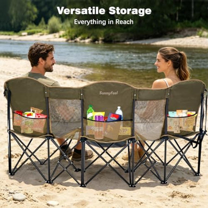 SUNNYFEEL 3 Person Camping Chair Oversized Loveseat for Adults