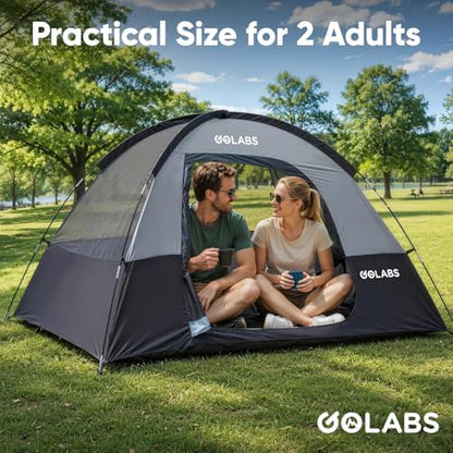 Golabs CT1 2 Person Camping Tent, Easy Set Up in 3 Min, Mesh Top & Door