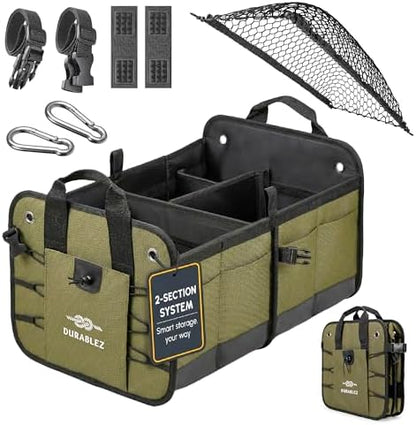 Car Trunk Organizer, Covering Net, Collapsible, Foldable, Military Green