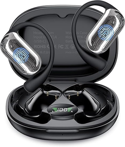 AI Translation Earbuds Real-Time, 144 Languages & Accents,4-in-1 Open Ear Wireless Earbuds with Charging Case, Compatible with iOS & Android, Ideal for Travel, Business, Learning,Black
