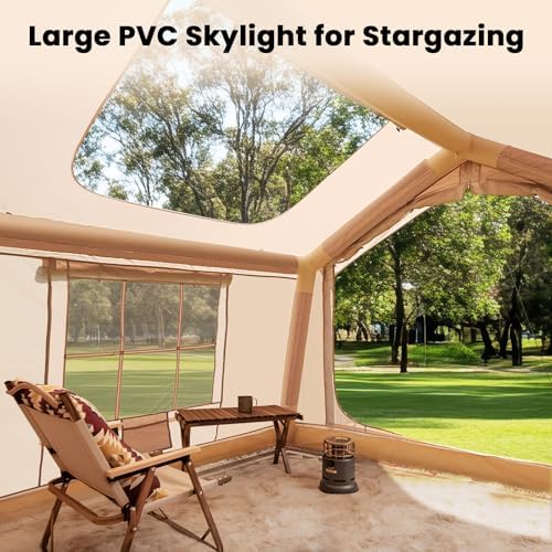 Inflatable Tents for Camping, Large Blow Up Tent with Hand Pump, Easy Setup InflatableTent 4 Season Tent, Waterproof Oxford Air Glamping Tents for Camping Adult 4/6/8/10/12 Person